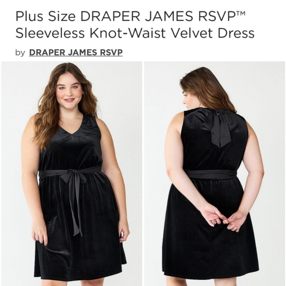 Draper James RSVP brand NWT  Black Velvet Dress‎ Size Large